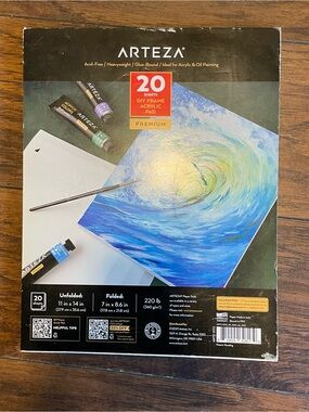 Arteza Premium DIY Frame Acrylic Pad – Blue Acrylic Painting Pad (20 Sheets)